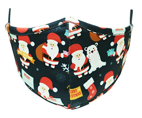 TSM Christmas Santa Washable and Reusable 3 Layer Cloth Mask