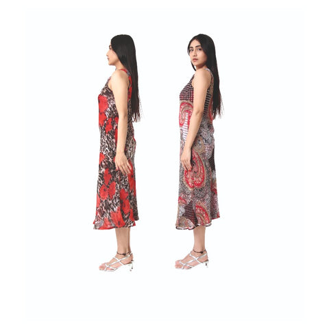 Red Floral Reversible Dress