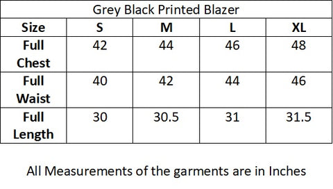Grey Black Printed Blazer