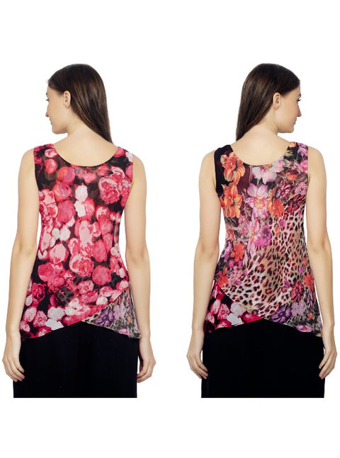 Pink & Red Reversible Asymetrical Top